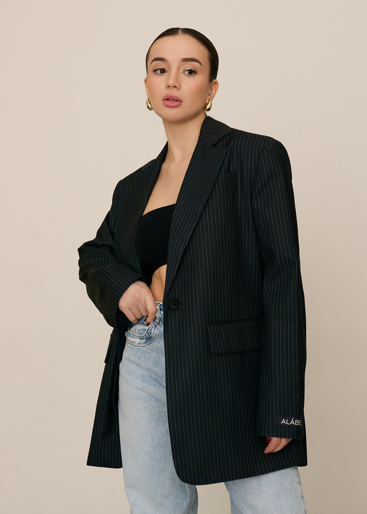 Пиджак classic черный в полоску  ALÁBEL