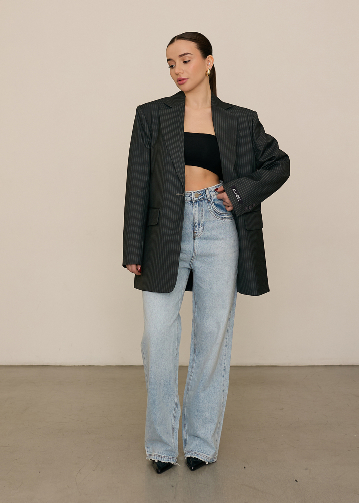 Пиджак classic серый в полоску  ALÁBEL