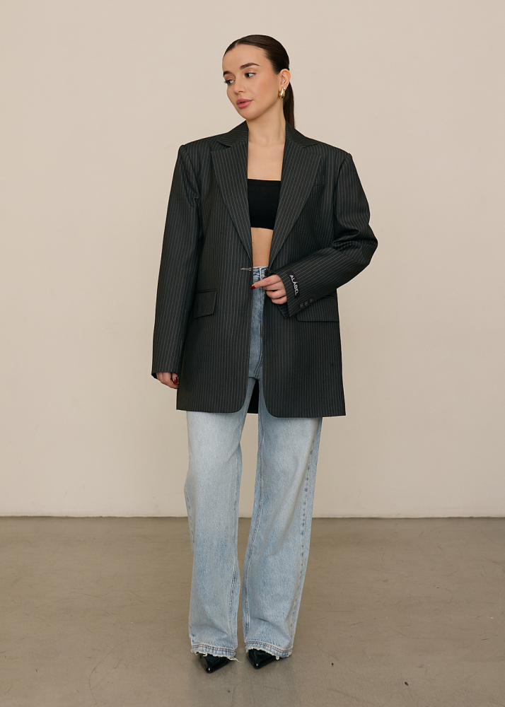 Пиджак classic серый в полоску  ALÁBEL