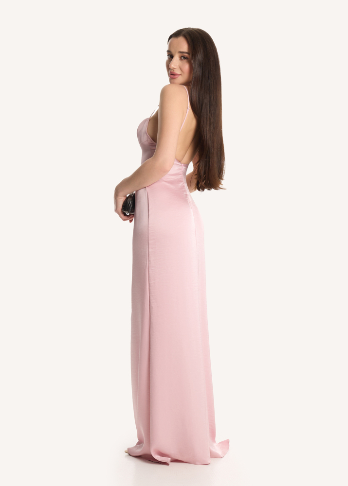 Платье-комбинация макси розовое ALÁBEL