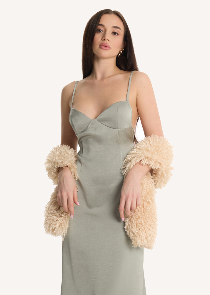 Платье-комбинация макси оливковое ALÁBEL