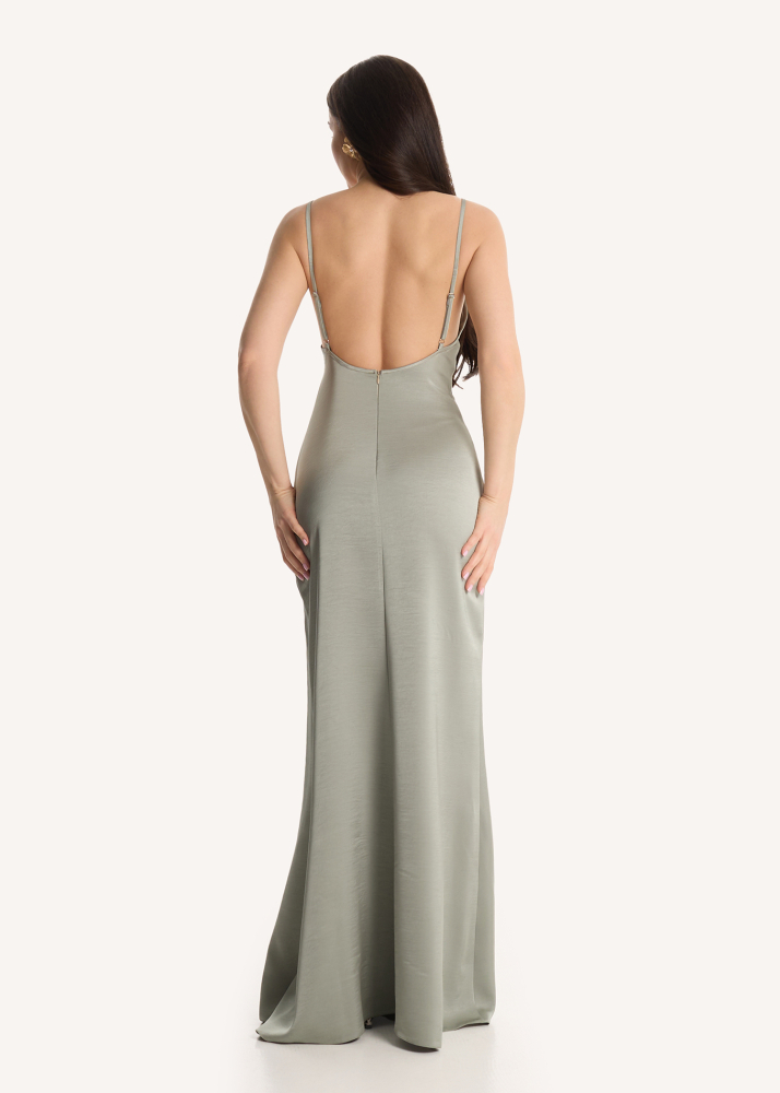 Платье-комбинация макси оливковое ALÁBEL