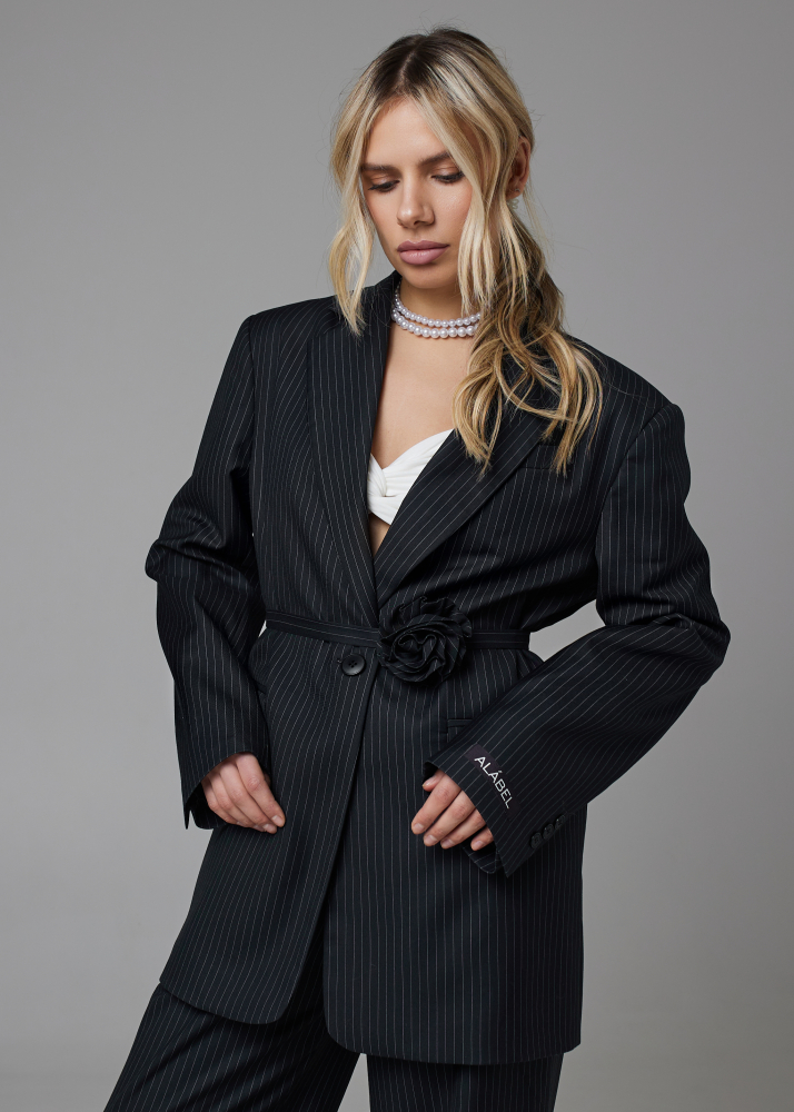Пиджак classic черный в полоску  ALÁBEL