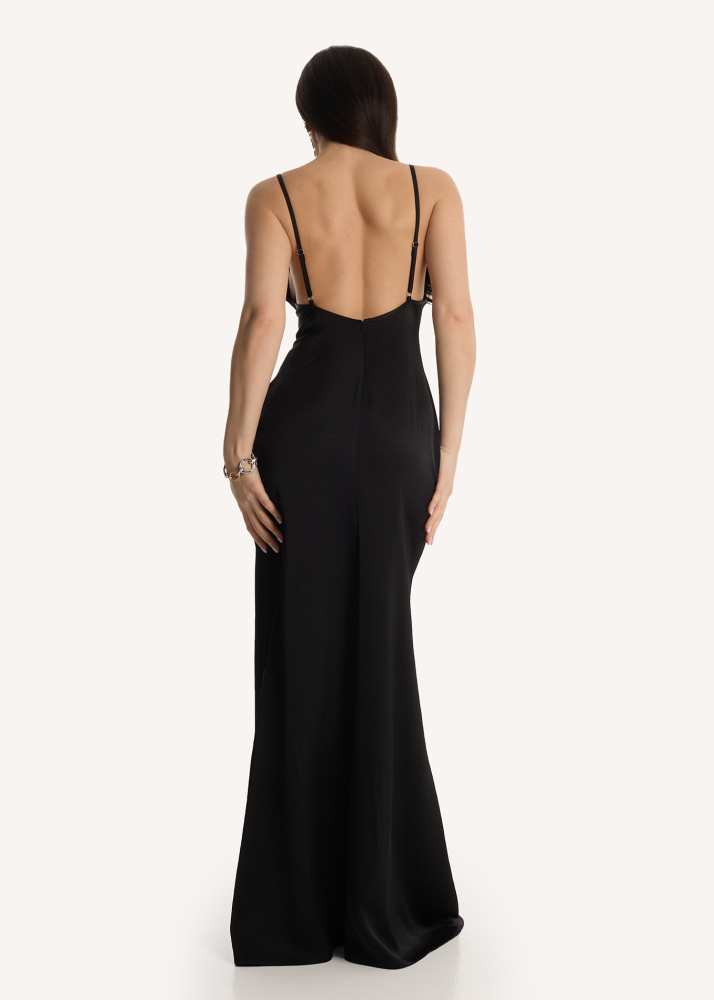 Платье-комбинация макси черное ALÁBEL